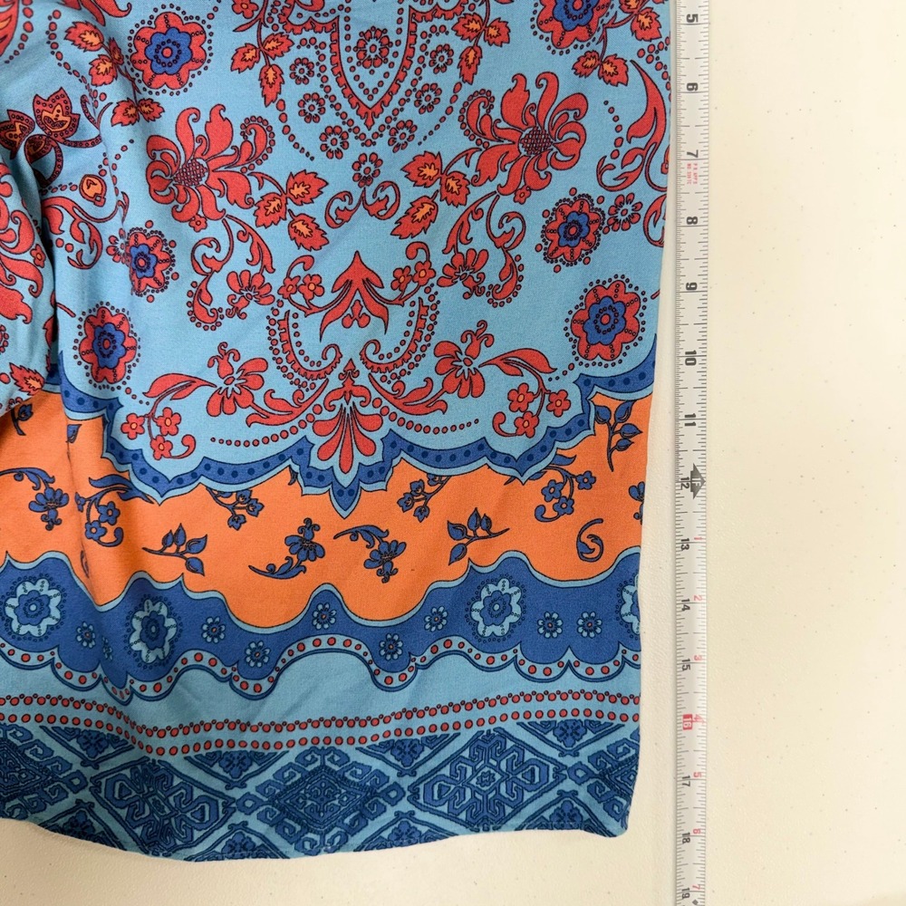Signature by Robbie Bee Blue Orange Paisley Floral Kimono Sleeve Mini Dress XL - Picture 10 of 13